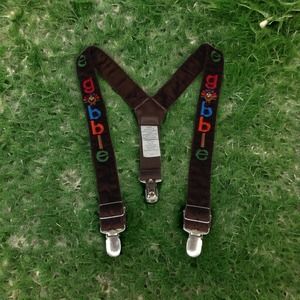 Baby Boy Suspenders Turkey Corduroy Brown Embroidered Gobble Gobble Adjustable